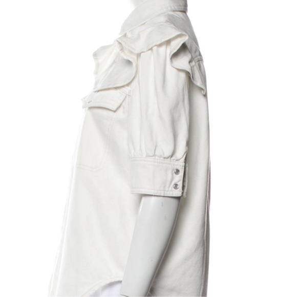 Zadig Voltaire white denim Jacket button down shirt Top L - Picture 3 of 10